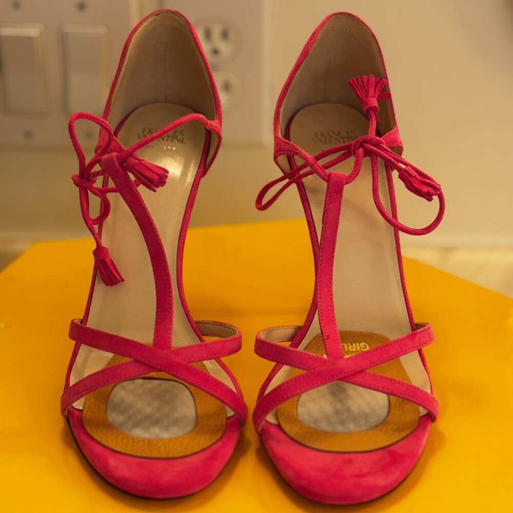 Hot Pink Suede Stiletto Sandals